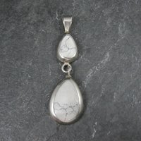 Long Mexican Sterling Howlite Pendant Vintage