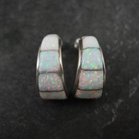 Vintage Southwestern Sterling Opal Inlay Earrings