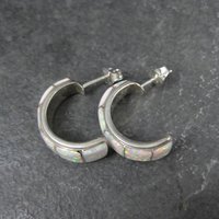 Vintage Southwestern Sterling Opal Inlay Earrings