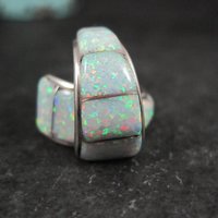 Vintage Southwestern Sterling Opal Inlay Earrings