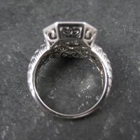 Estate Blue Diamond Ring Size 6 Sterling Silver .35 Carat Cocktail Ring