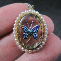 Vintage Foil Butterfly Pendant
