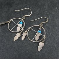 Vintage Turquoise Feather Earrings Southwestern Sterling Silver