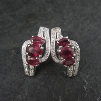 Estate Sterling Silver Ruby Earrings