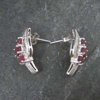 Estate Sterling Silver Ruby Earrings