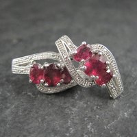 Estate Sterling Silver Ruby Earrings