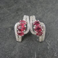 Estate Sterling Silver Ruby Earrings