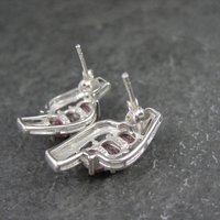 Estate Sterling Silver Ruby Earrings