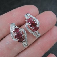 Estate Sterling Silver Ruby Earrings
