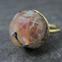 Bronze Art Glass Ring Size 7 One of a Kind