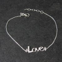 Sterling Silver Love Bracelet Dainty 7-8 Inches Estate Jewelry
