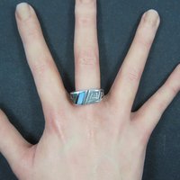 Mens Navajo Inlay Ring Size 12 Sterling Silver Elgin Hoskey