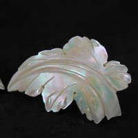 Vintage Mother of Pearl Leaf Earrings Screw Back