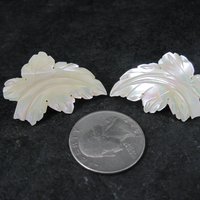 Vintage Mother of Pearl Leaf Earrings Screw Back
