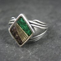 Vintage Sterling Inlay Ring Size 7 Carolyn Pollack Relios