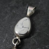 Long Mexican Sterling Howlite Pendant Vintage