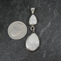 Long Mexican Sterling Howlite Pendant Vintage