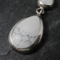 Long Mexican Sterling Howlite Pendant Vintage