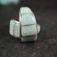 Vintage Southwestern Sterling Opal Inlay Earrings