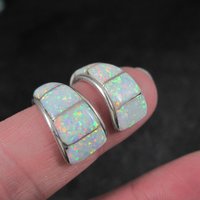Vintage Southwestern Sterling Opal Inlay Earrings