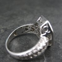 Estate Blue Diamond Ring Size 6 Sterling Silver .35 Carat Cocktail Ring