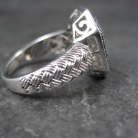 Estate Blue Diamond Ring Size 6 Sterling Silver .35 Carat Cocktail Ring