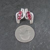 Estate Sterling Silver Ruby Earrings