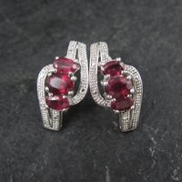 Estate Sterling Silver Ruby Earrings