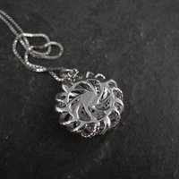 Estate Blue Diamond Pendant Necklace Sterling Silver .25 Ctw