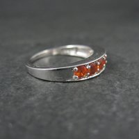 Sterling Silver Orange Garnet Band Ring Size 7