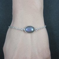 Purple Labradorite Bracelet Sterling Silver