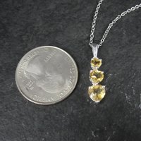 Citrine Heart Pendant Sterling Silver Estate Jewelry