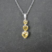 Citrine Heart Pendant Sterling Silver Estate Jewelry