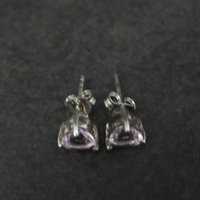 Pale Pink Amethyst Heart Stud Earrings Sterling Silver