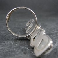 Long Rough Moonstone Ring 925 Sterling Silver Adjustable Size 8