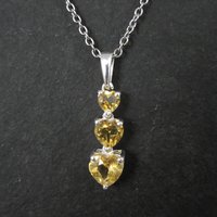 Citrine Heart Pendant Sterling Silver Estate Jewelry