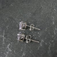 Pale Pink Amethyst Heart Stud Earrings Sterling Silver