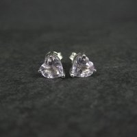 Pale Pink Amethyst Heart Stud Earrings Sterling Silver