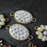 Lot of 6 Floral Rhinestone Connectors Jewelry Making