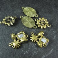 Lot of 6 Floral Rhinestone Connectors Jewelry Making