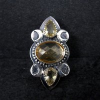Large Estate Citrine Crescent Moon Ring Adjustable Size 8