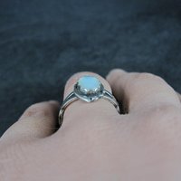 Vintage Southwestern Sterling Mother of Pearl Ring Sizes 6-6.5