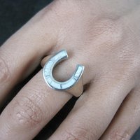 Vintage Sterling Silver Howlite Inlay Horseshoe Ring Size 8