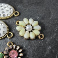 Lot of 6 Floral Rhinestone Connectors Jewelry Making