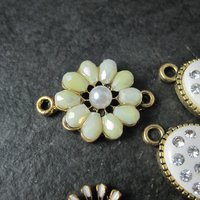 Lot of 6 Floral Rhinestone Connectors Jewelry Making