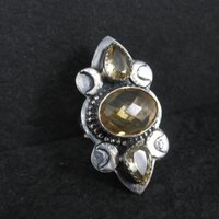 Large Estate Citrine Crescent Moon Ring Adjustable Size 8