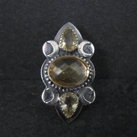 Large Estate Citrine Crescent Moon Ring Adjustable Size 8