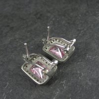 French Back Pink Cz Earrings Sterling Silver