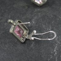 French Back Pink Cz Earrings Sterling Silver