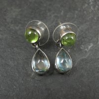 Estate Sterling Topaz & Peridot Earrings